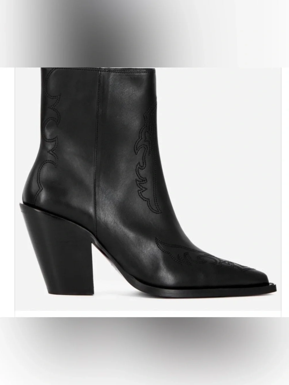 The Kooples Western Leather Heeled Side Zip Ankle Boot NIB Sz FR 37 $475 US 6